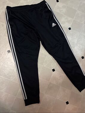 adidas Black Joggers with White Three-Stripes